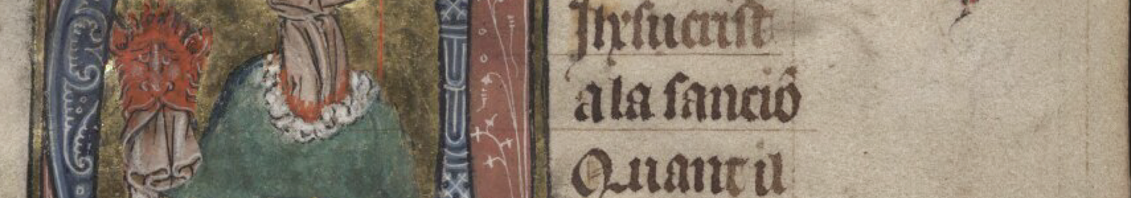 Detail of colored drawing with calligraphy text